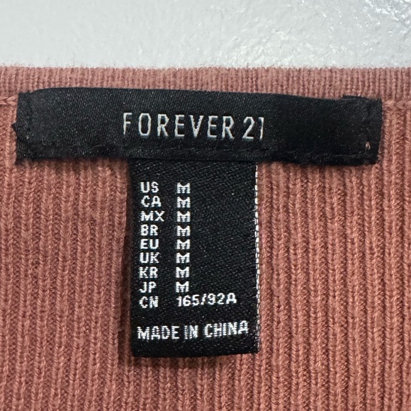 Forever 21 Dress S Bodycon Mini Ribbed V Neck Rust Going Out 3/$15 - Picture 5 of 7